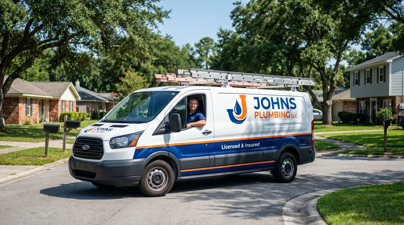 Johns Plumbing LLC service van in Fort Hall, ID