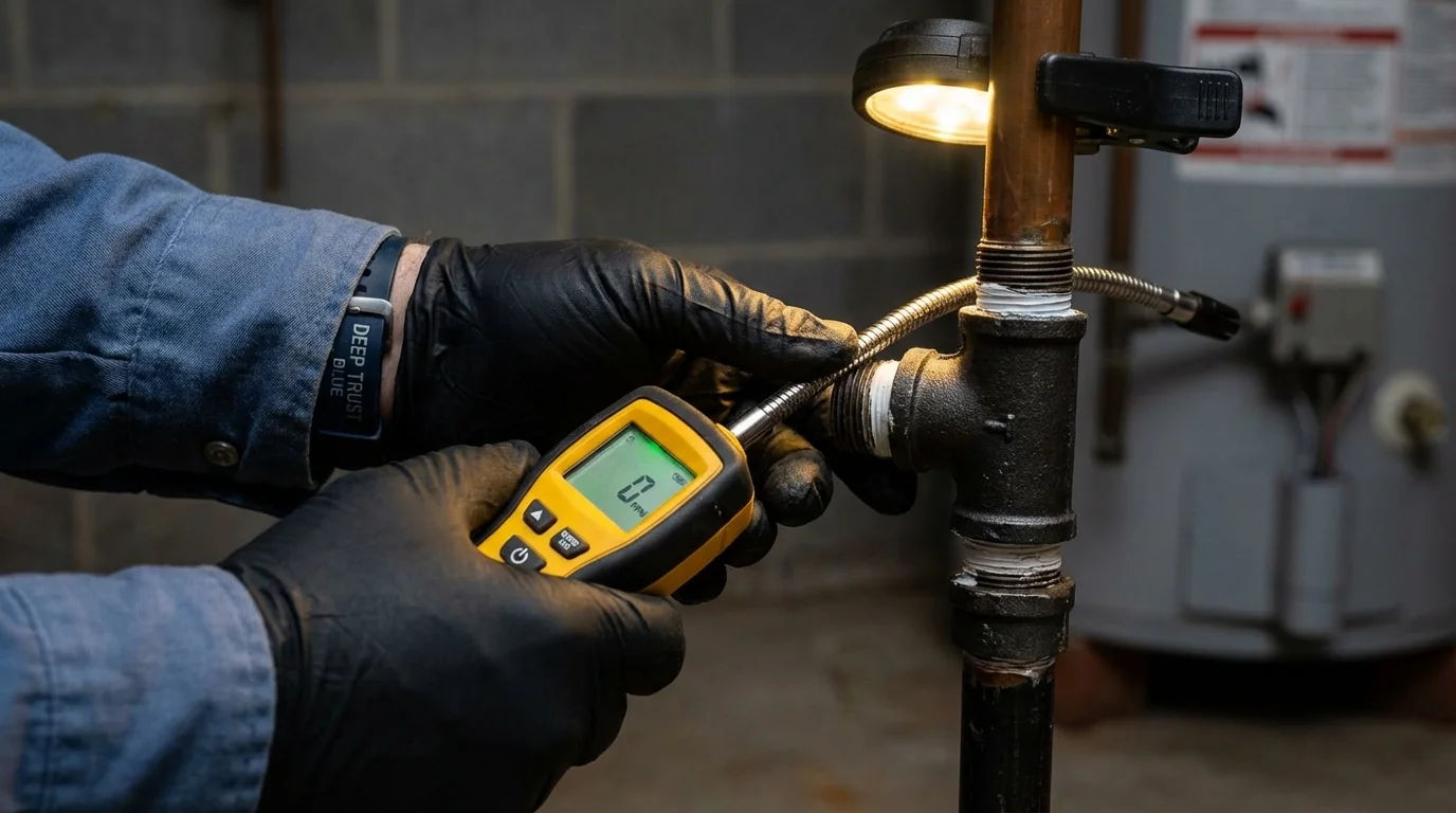Gas leak detection with electronic sniffer by Johns Plumbing LLC in Fort Hall