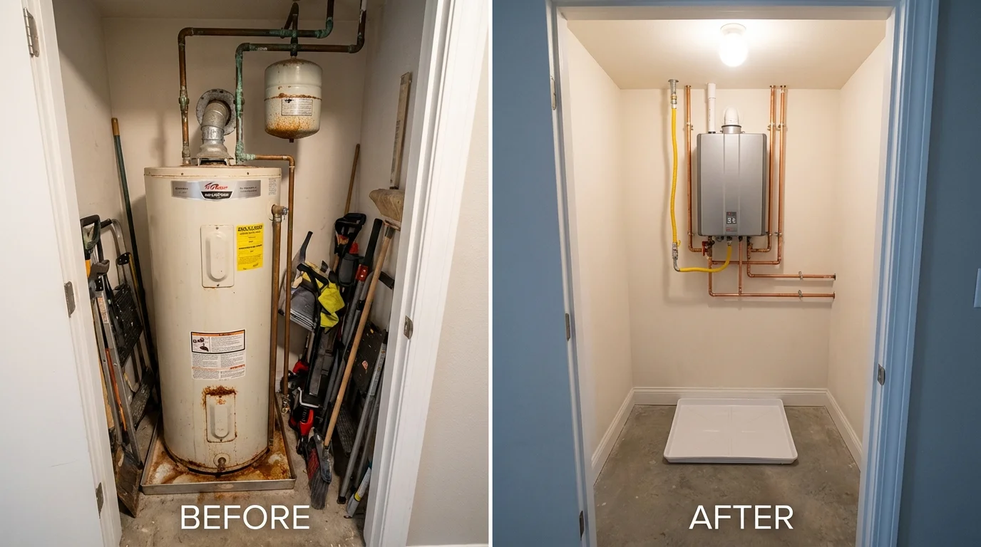 Tank water heater versus wall-mounted tankless unit comparison for Fort Hall, ID homeowners